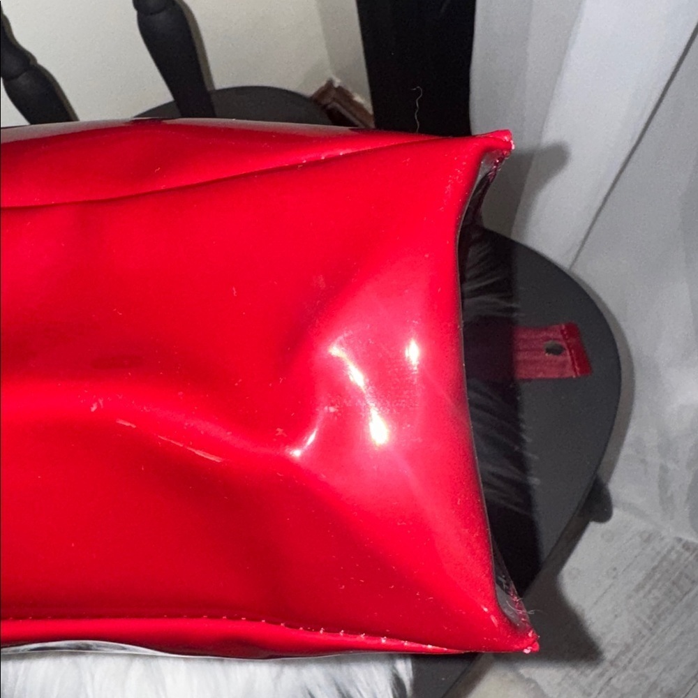 Glossy Red Tote Bag with Gold Lettering the perfect traveling bag - Picture 4 of 8